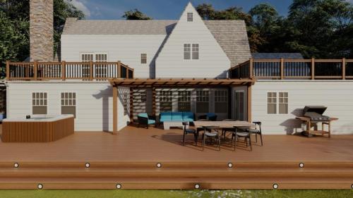Wood Railing with Black Spindles