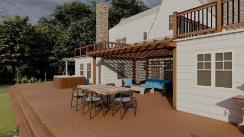 Wood Railing with Black Spindles
